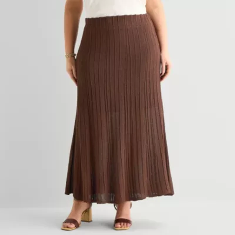 Liz Claiborne Lurex Womens Plus Midi A-Line Skirt