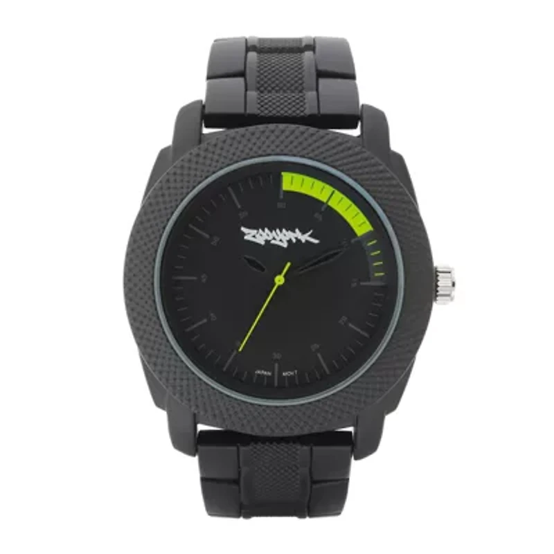 Zoo York® Mens Matte Black And Yellow Bracelet Watch