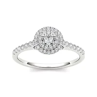 1/2 CT.T.W. Natural Diamond Halo 10K White Gold Engagement Ring