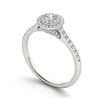 1/2 CT.T.W. Natural Diamond Halo 10K White Gold Engagement Ring