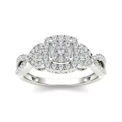 1/2 CT.T.W. Natural Diamond 10K White Gold Engagement Ring
