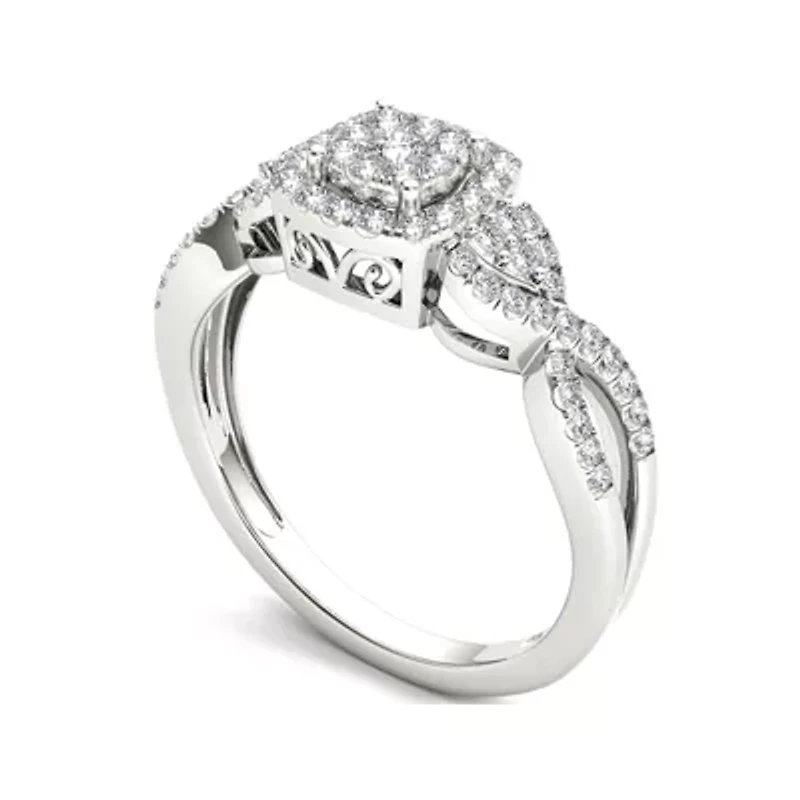1/2 CT.T.W. Natural Diamond 10K White Gold Engagement Ring