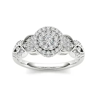 1/2 CT.T.W. Natural Diamond Cluster 10K White Gold Engagement Ring