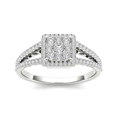 1/2 CT.T.W. Natural Diamond 10K White Gold Engagement Ring