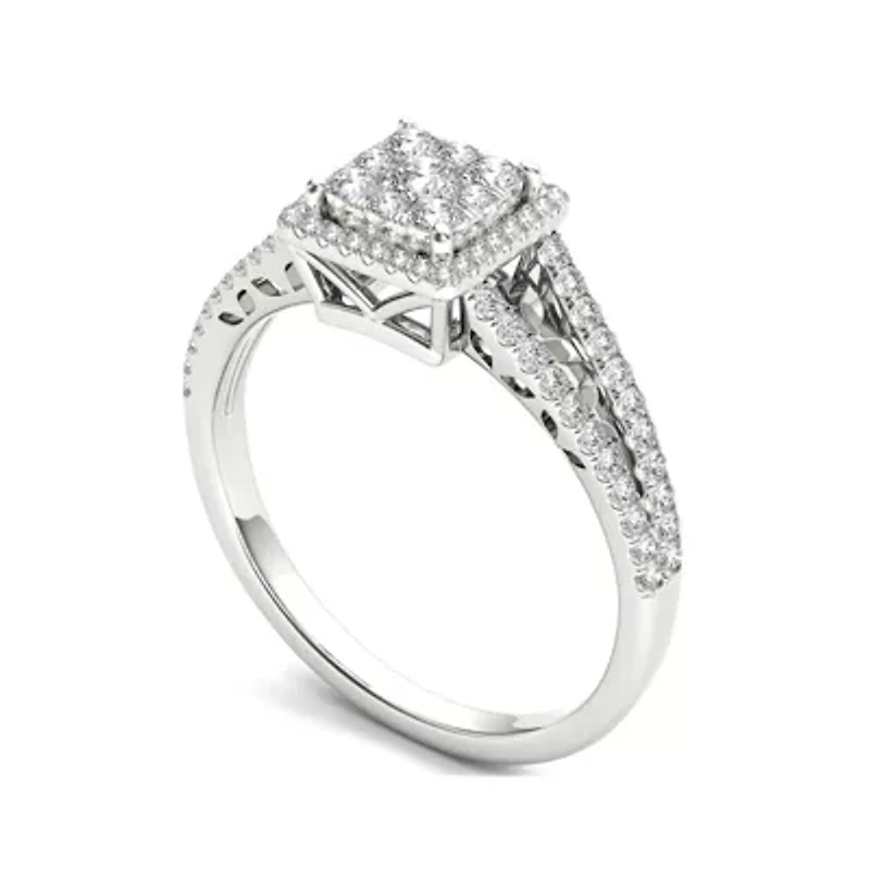 1/2 CT.T.W. Natural Diamond 10K White Gold Engagement Ring