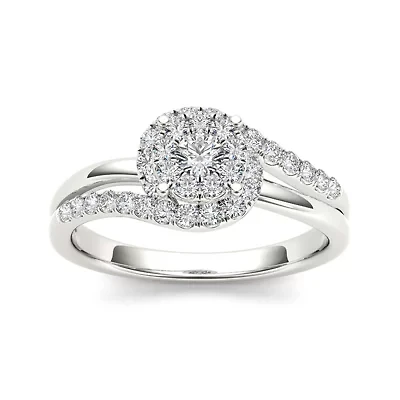 1/2 CT.T.W. Natural Diamond 10K White Gold Engagement Ring
