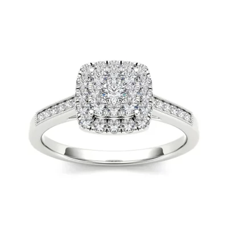 1/2 CT.T.W. Natural Diamond 10K White Gold Engagement Ring