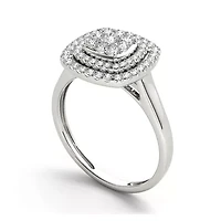 1/2 CT.T.W. Natural Diamond Halo 10K White Gold Engagement Ring