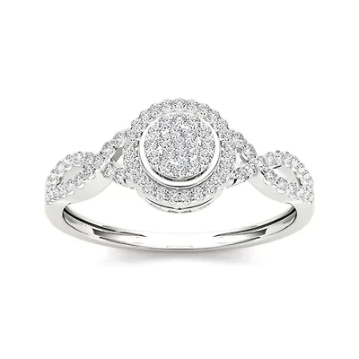 1/3 CT.T.W. Natural Diamond 10K White Gold Engagement Ring