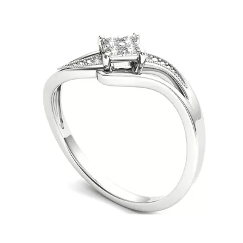 1/10 CT.T.W. Natural Diamond 10K White Gold Engagement Ring