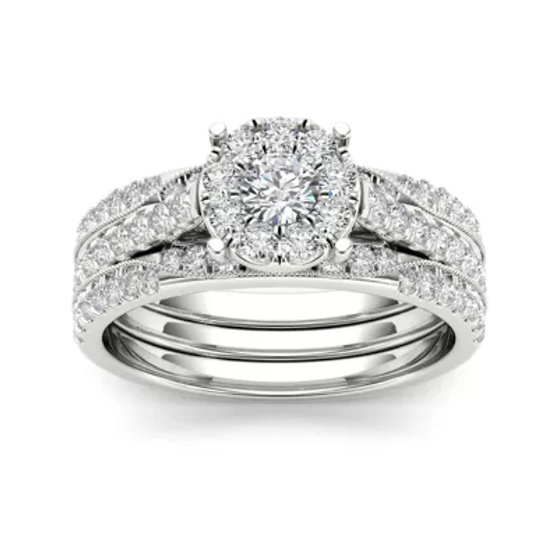 1 CT.T.W. Natural Diamond 14K White Gold Bridal Set