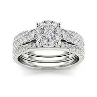 1 CT.T.W. Natural Diamond 14K White Gold Bridal Set