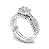 1 CT.T.W. Natural Diamond 14K White Gold Bridal Set