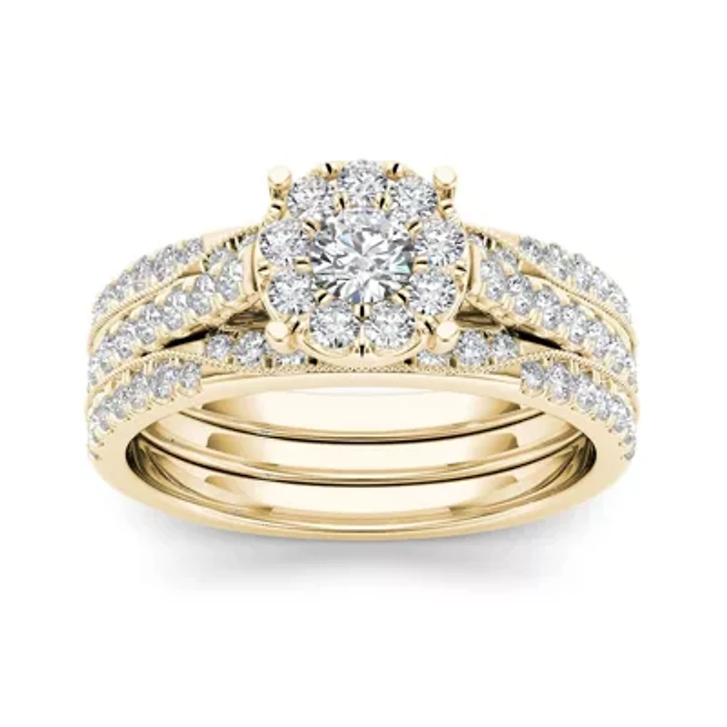 1 CT.T.W. Natural Diamond 14K Yellow Gold Bridal Set