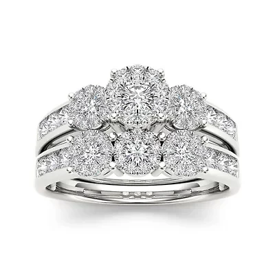 3/4 CT.T.W. Natural Diamond 10K White Gold Bridal Set