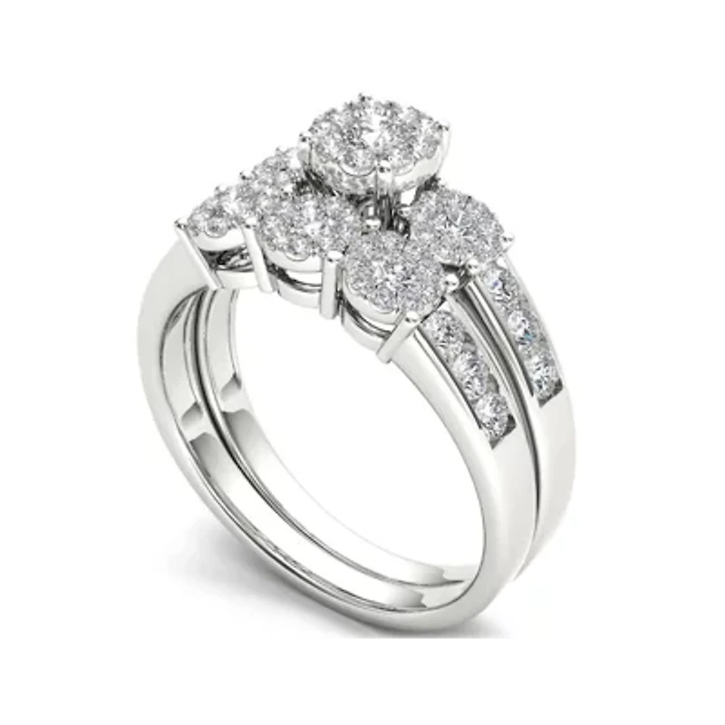 3/4 CT.T.W. Natural Diamond 10K White Gold Bridal Set