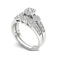 3/4 CT.T.W. Natural Diamond 10K White Gold Bridal Set