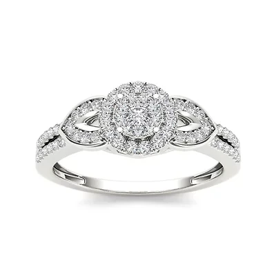 3/8 CT.T.W. Natural Diamond 10K White Gold Engagement Ring