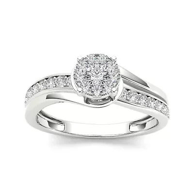 3/8 CT.T.W. Natural Diamond 10K White Gold Engagement Ring
