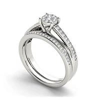 3/8 CT.T.W. Natural Diamond 10K White Gold Bridal Ring Set