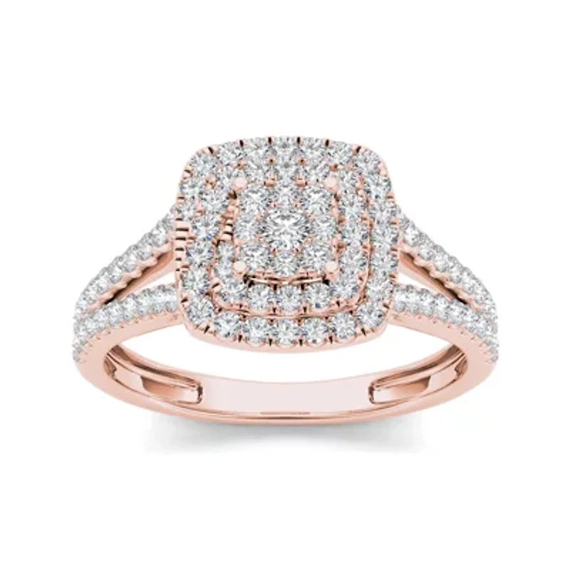 1/2 CT.T.W. Natural Diamond 10K Rose Gold Engagement Ring