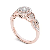 1/2 CT.T.W. Natural Diamond Cluster 10K Rose Gold Engagement Ring