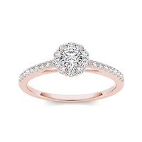 1/2 CT.T.W. Natural Diamond 10K Rose Gold Halo Engagement Ring