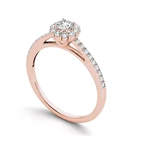 1/2 CT.T.W. Natural Diamond 10K Rose Gold Halo Engagement Ring