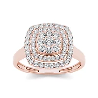 1/2 CT.T.W. Natural Diamond Halo 10K Rose Gold Engagement Ring