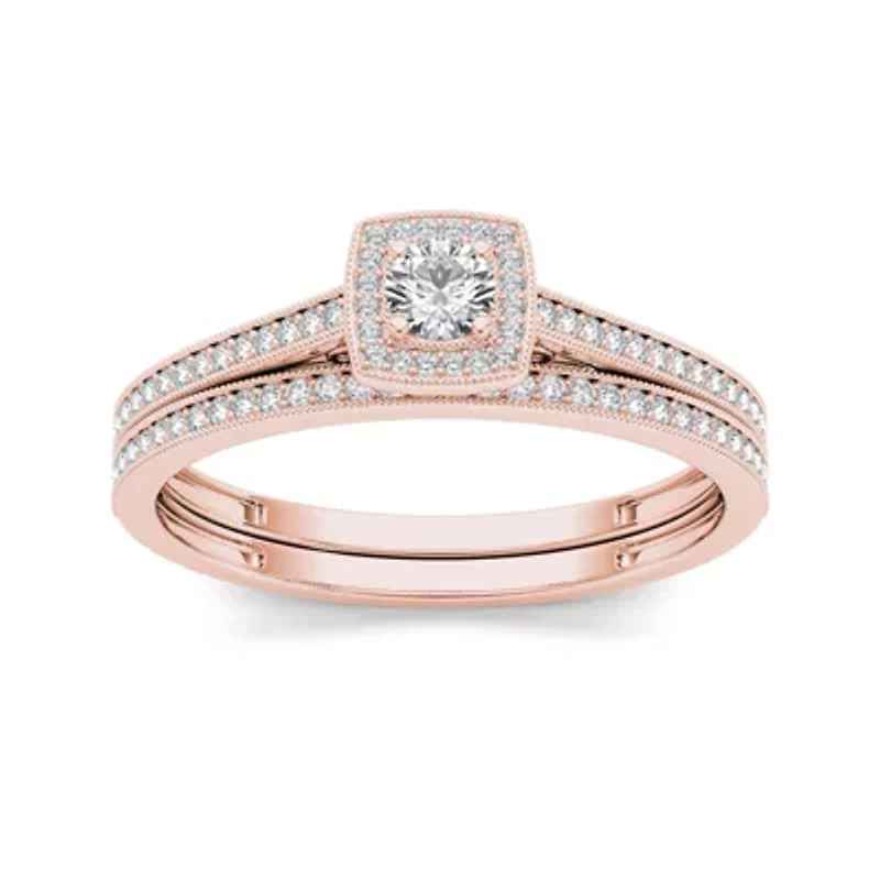 1/3 CT.T.W. Natural Diamond 10K Rose Gold Bridal Set