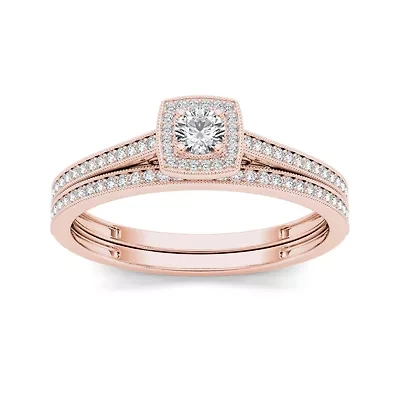 1/3 CT.T.W. Natural Diamond 10K Rose Gold Bridal Set