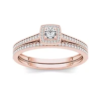 1/3 CT.T.W. Natural Diamond 10K Rose Gold Bridal Set