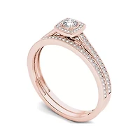 1/3 CT.T.W. Natural Diamond 10K Rose Gold Bridal Set