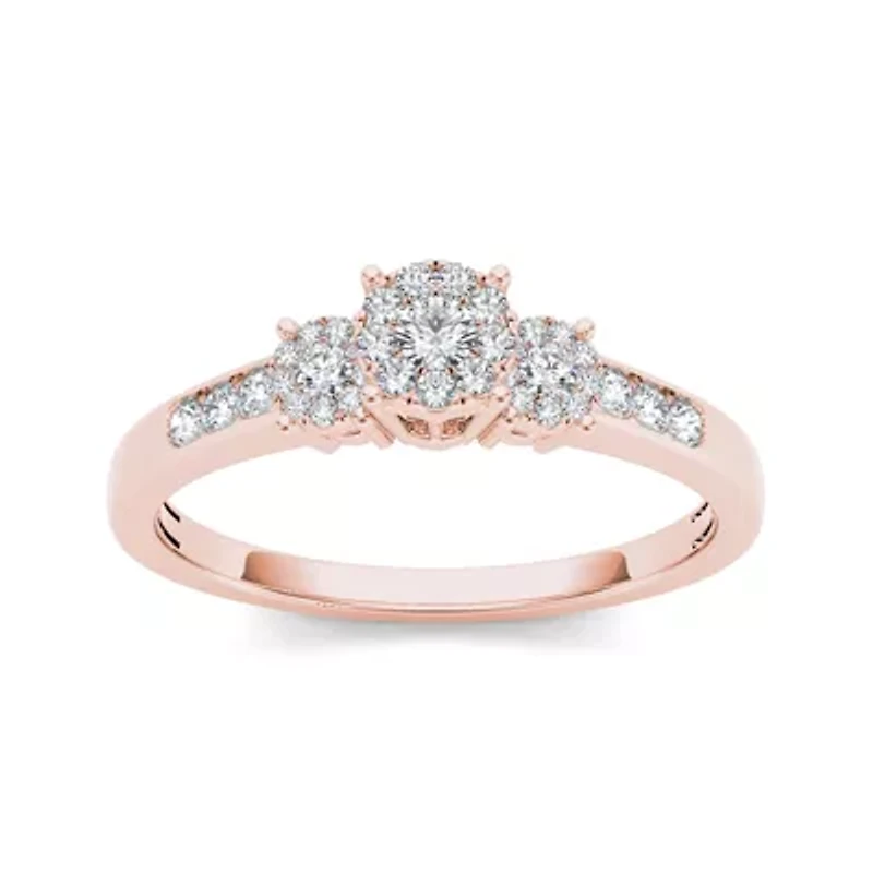 1/3 CT.T.W. Natural Diamond 10K Rose Gold Engagement Ring