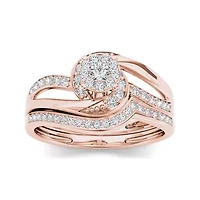 1/3 CT.T.W. Natural Diamond 10K Rose Gold Bridal Set