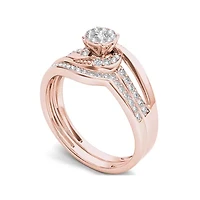 1/3 CT.T.W. Natural Diamond 10K Rose Gold Bridal Set