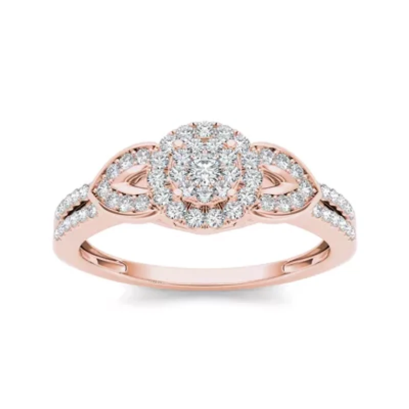 3/8 CT.T.W. Natural Diamond 10K Rose Gold Engagement Ring