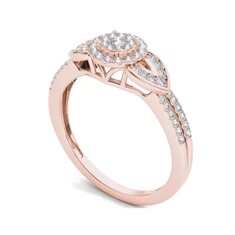 3/8 CT.T.W. Natural Diamond 10K Rose Gold Engagement Ring