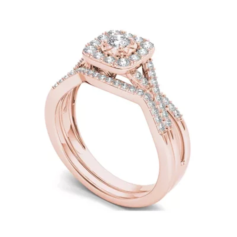 3/8 CT.T.W. Natural Diamond 10K Rose Gold Engagement Ring