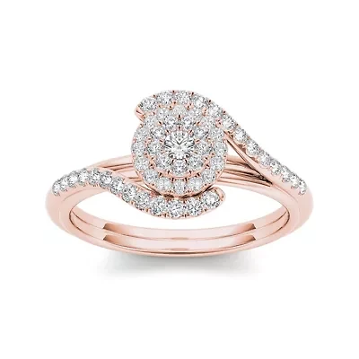 3/8 CT.T.W. Natural Diamond 10K Rose Gold Engagement Ring