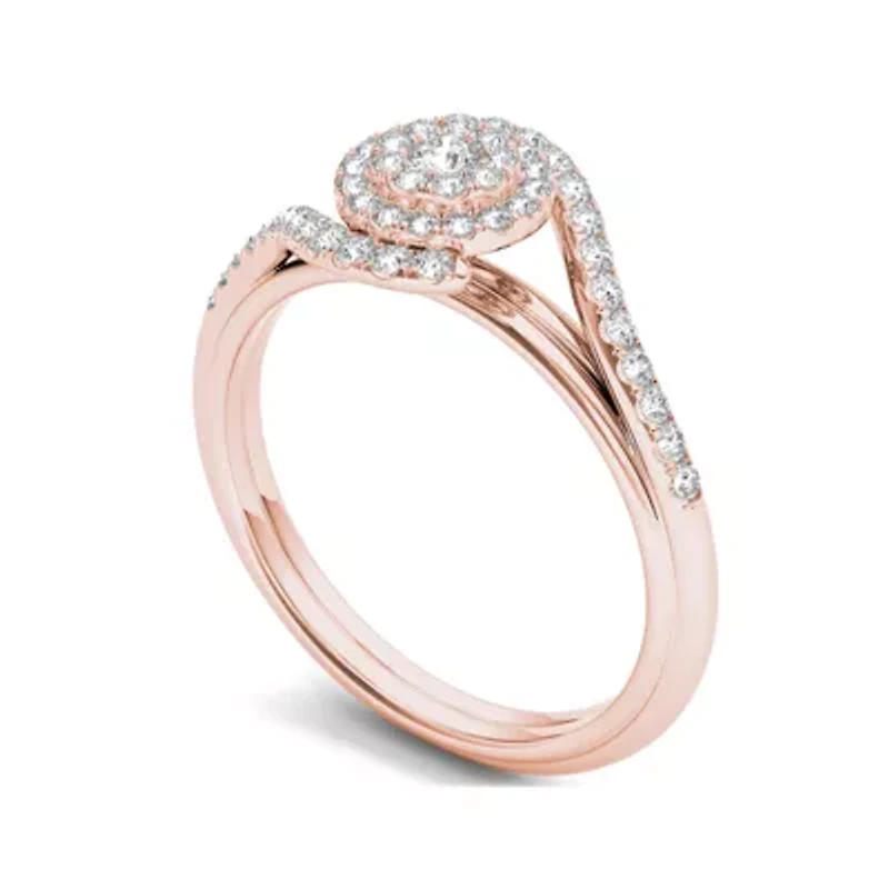 3/8 CT.T.W. Natural Diamond 10K Rose Gold Engagement Ring