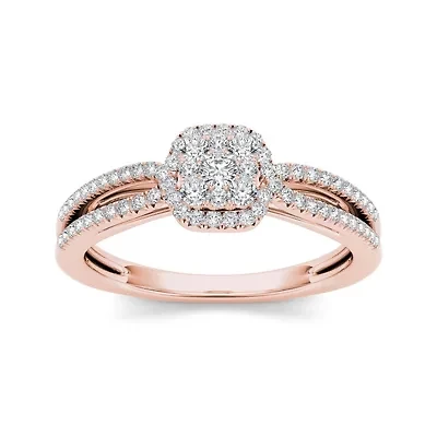 CT.T.W. Natural Diamond 10K Rose Gold Engagement Ring