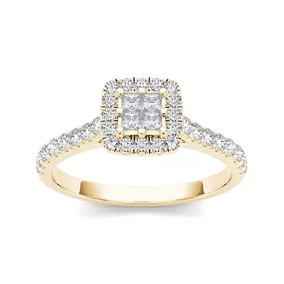 1/2 CT.T.W. Natural Diamond 10K Yellow Gold Engagement Ring