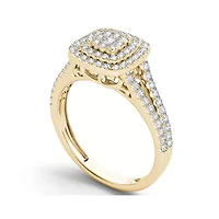 1/2 CT.T.W. Natural Diamond Cluster 10K Yellow Gold Engagement Ring