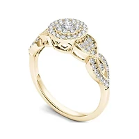 1/2 CT.T.W. Natural Diamond Cluster 10K Yellow Gold Engagement Ring