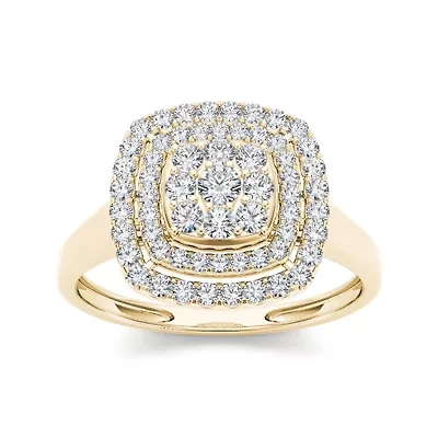 1/2 CT. T.W. Diamond Halo 10K Yellow Gold Engagement Ring