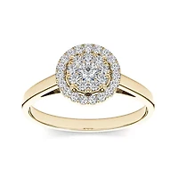 1/3 CT.T.W. Natural Diamond 10K Yellow Gold Round Cluster Engagement Ring
