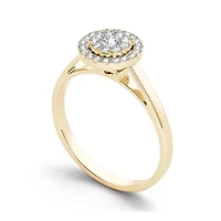 1/3 CT.T.W. Natural Diamond 10K Yellow Gold Round Cluster Engagement Ring