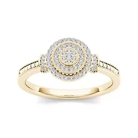 1/6 CT. T.W. Diamond 10K Yellow Gold Round Cluster Engagement Ring