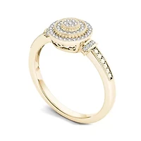 1/6 CT. T.W. Diamond 10K Yellow Gold Round Cluster Engagement Ring